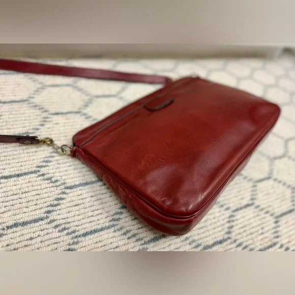 ETIENNE AIGNER Vintage Burgundy Leather Flex-Frame Shoulder Bag/Clurch Purse - Picture 11 of 16